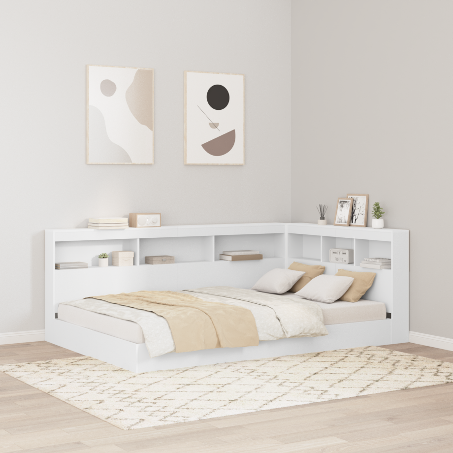 vidaXL Opberghoofdbord met plank met hoofdeinde met opslag Wit 120 cm Bewerkt hout afbeelding 1