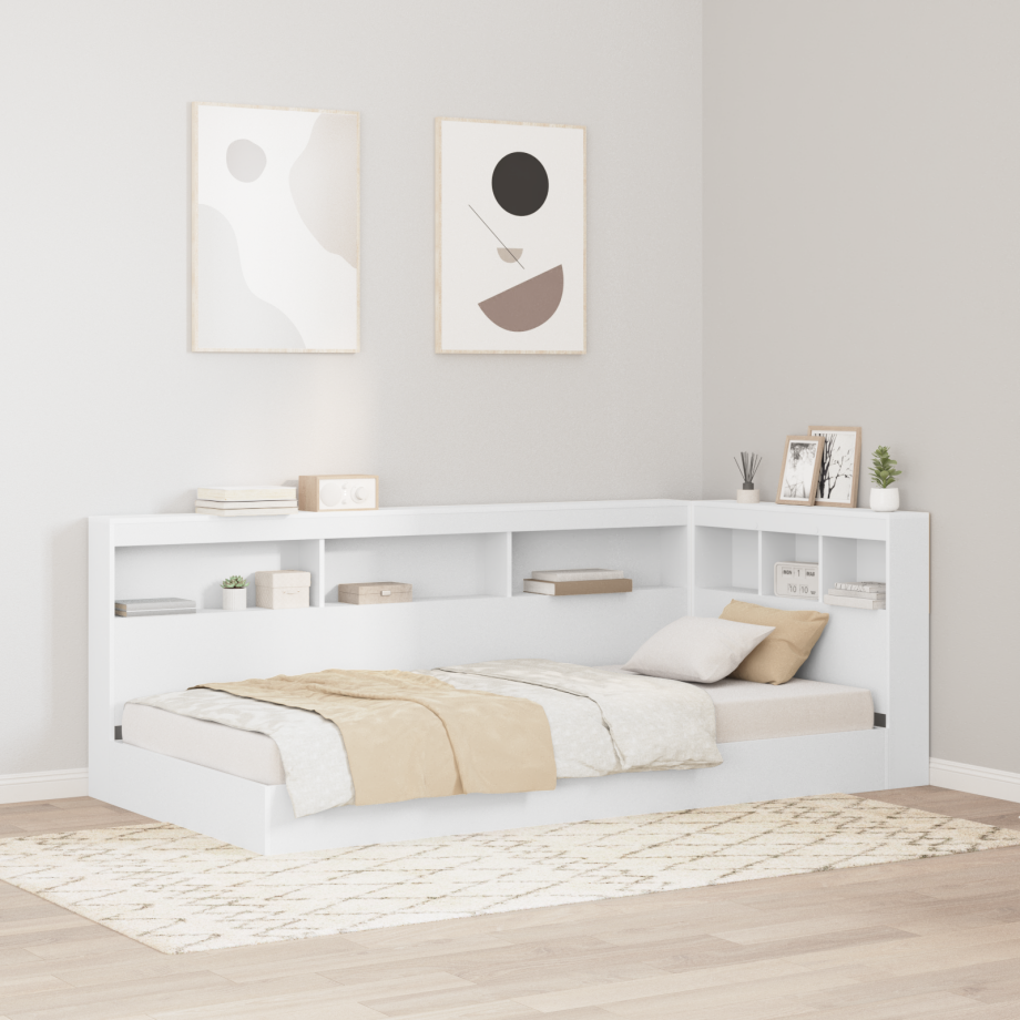 vidaXL Opberghoofdbord met plank met hoofdeinde Wit 90 cm Bewerkt hout afbeelding 1