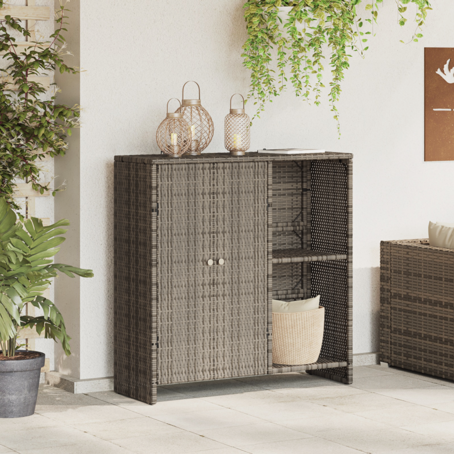 vidaXL Opbergkast 100x36x102 cm rattan grijs afbeelding 1