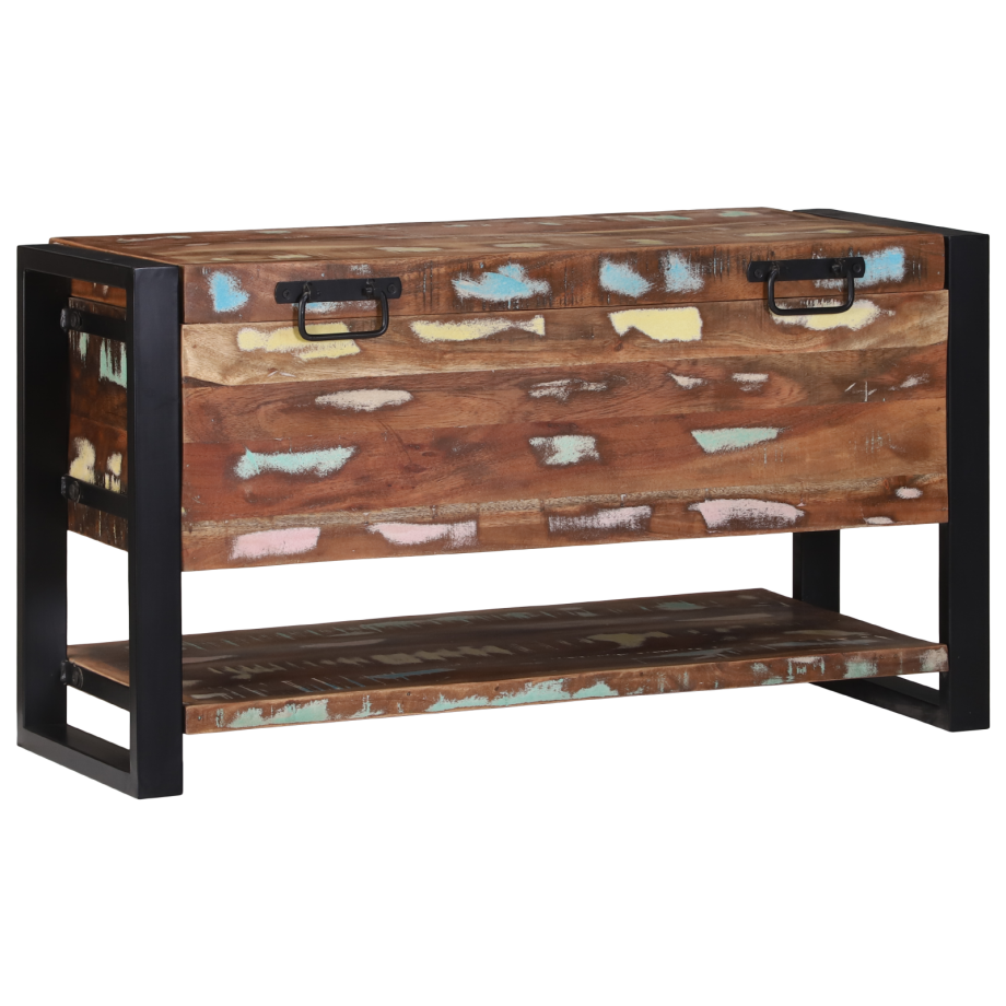vidaXL Opbergkist 80x35x45 cm massief ruw gerecycled hout meerkleurig afbeelding 1