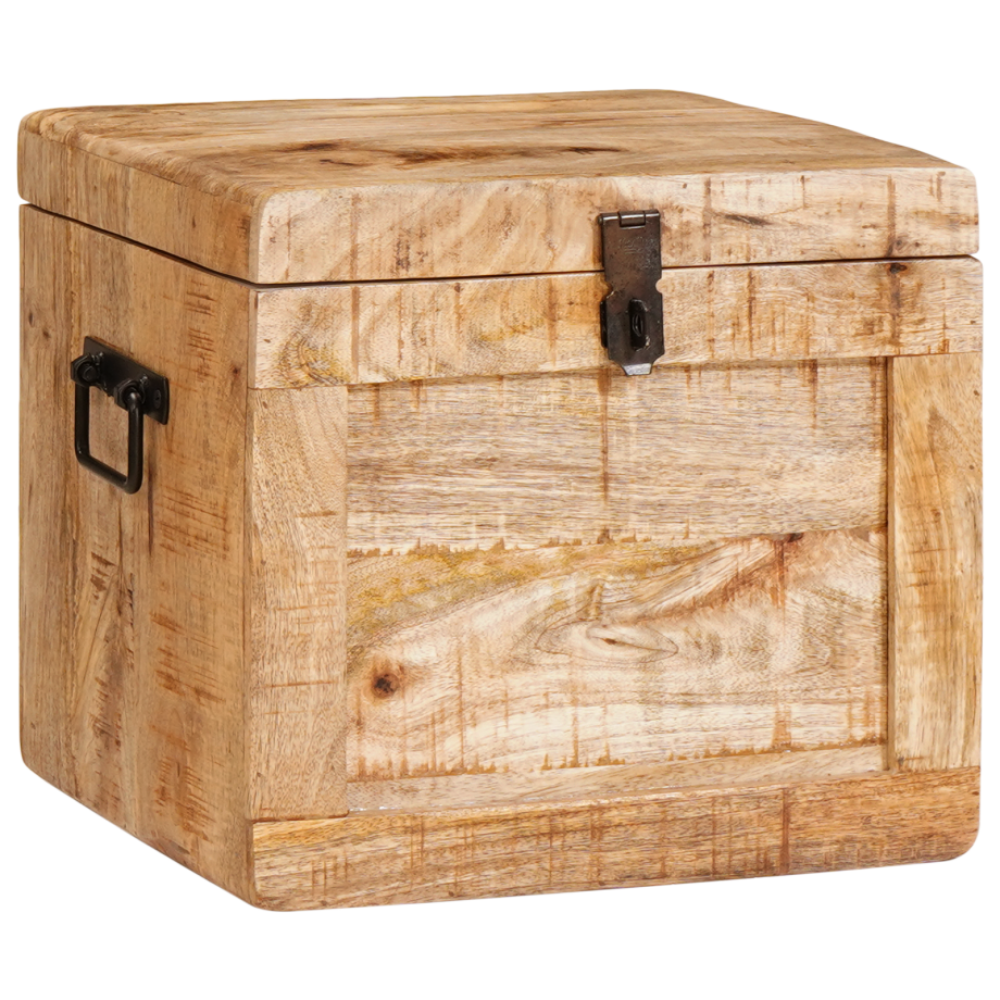 vidaXL Opslagdoos met opslag met slot 70 x 35 x 40 cm massief mangohout afbeelding 1