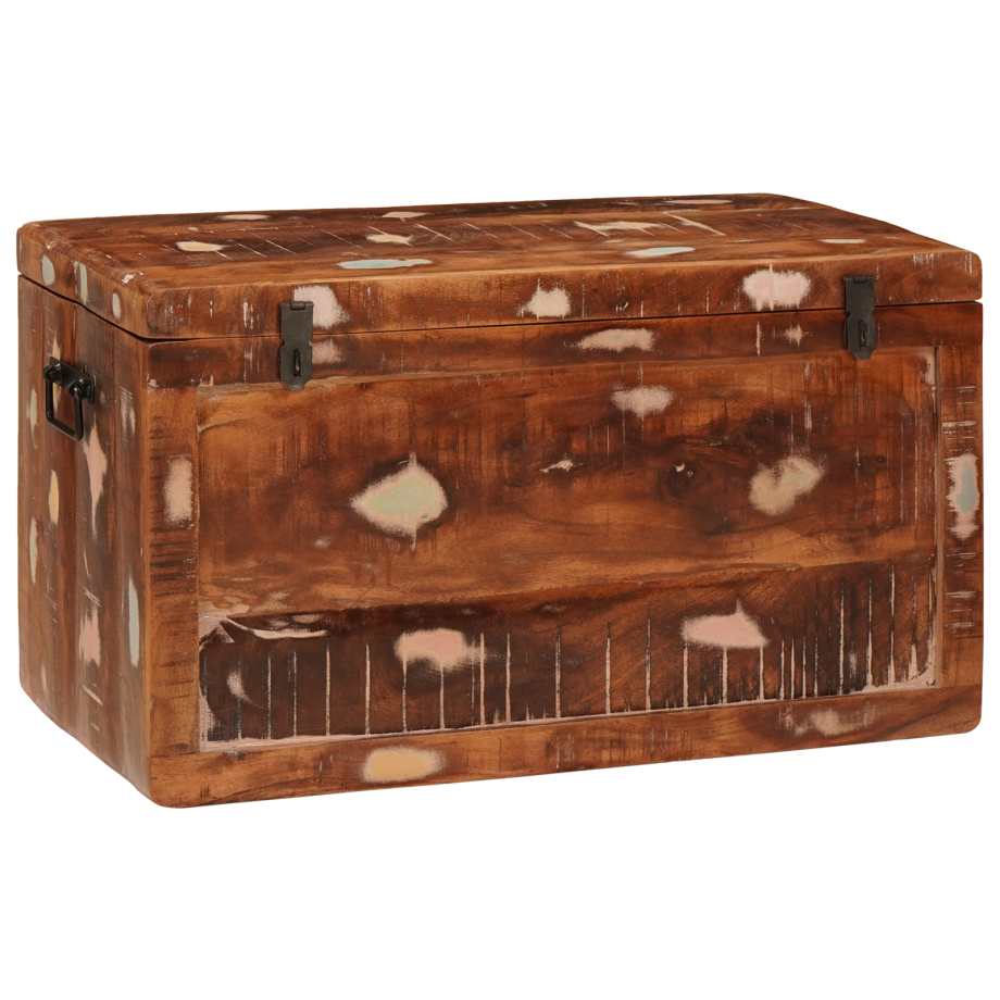 vidaXL Opslagdoos Multikleur 70 x 35 x 40 cm massief gerecycled hout vidaXL Opslagdoos Multikleur 70 x 35 x 40 cm massief gerecycled hout afbeelding 1