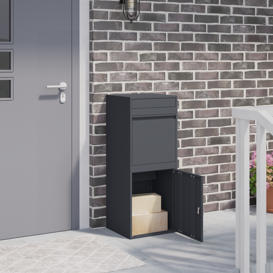 vidaXL Pakket inwerp box Antraciet 41 x 38 x 103 cm Staal afbeelding 1