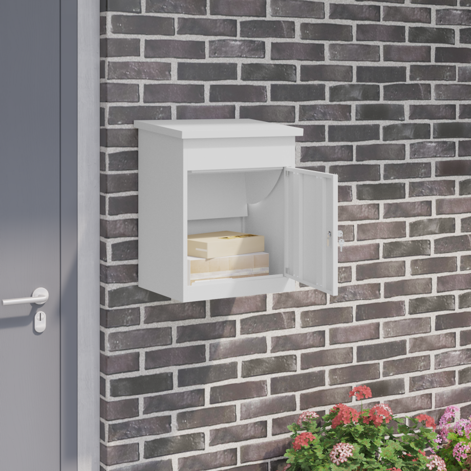 vidaXL Pakket inwerp box Wit 44 x 35 x 59 cm Staal vidaXL Pakket inwerp box Wit 44 x 35 x 59 cm Staal afbeelding 1
