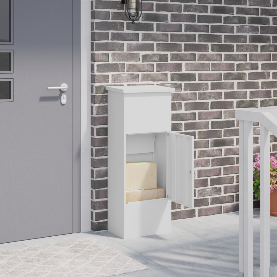 vidaXL Pakket inwerp box Wit 44.5 x 29 x 110.5 cm Staal vidaXL Pakket inwerp box Wit 44.5 x 29 x 110.5 cm Staal afbeelding 1