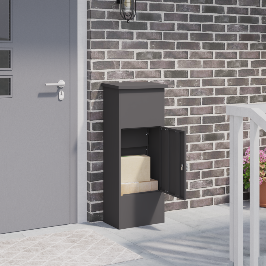 vidaXL Pakket inwerp box Zwart 44.5 x 29 x 110.5 cm Staal vidaXL Pakket inwerp box Zwart 44.5 x 29 x 110.5 cm Staal afbeelding 1