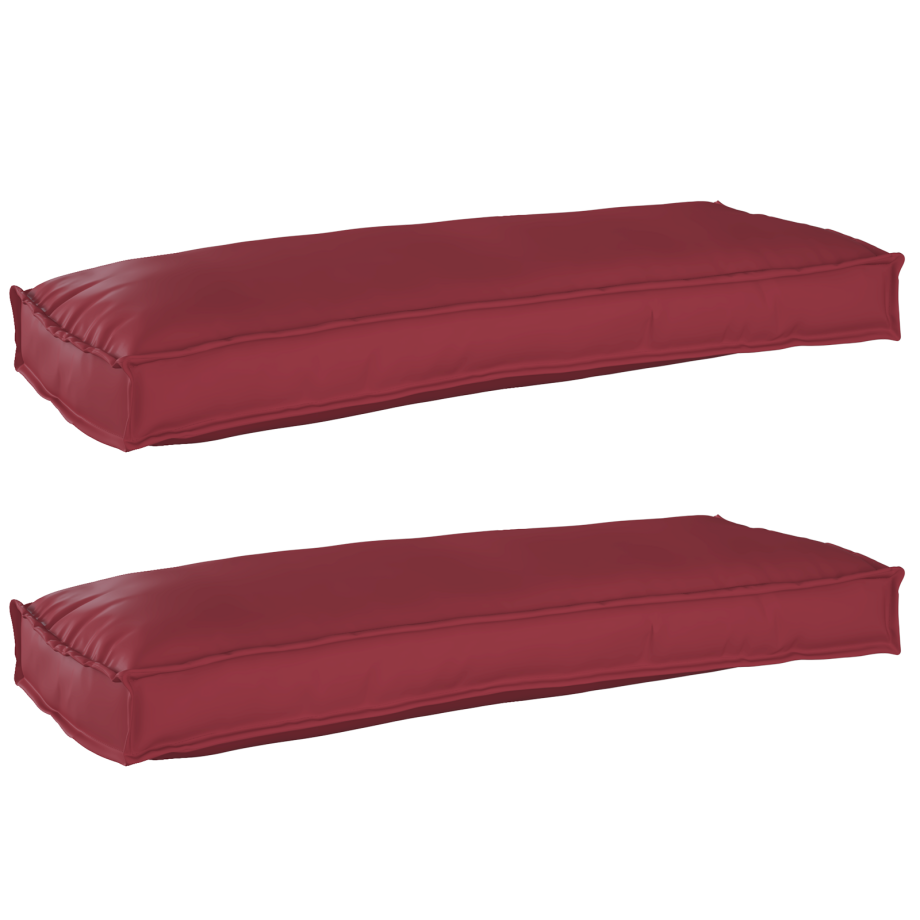 vidaXL Palletkussens 2 st bank 100x40x8 cm oxford stof wijnrood afbeelding 1