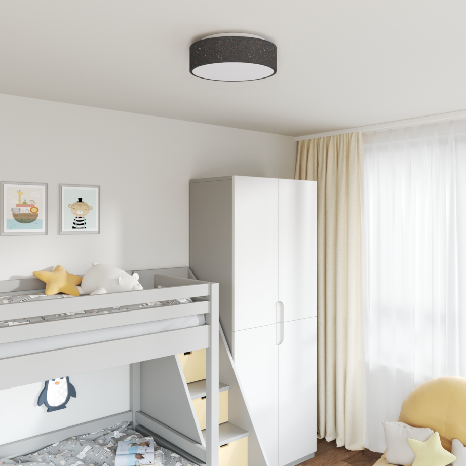 vidaXL Plafondlamp met sterrenlampscherm Ø 38 cm E27 stof zwart afbeelding 1