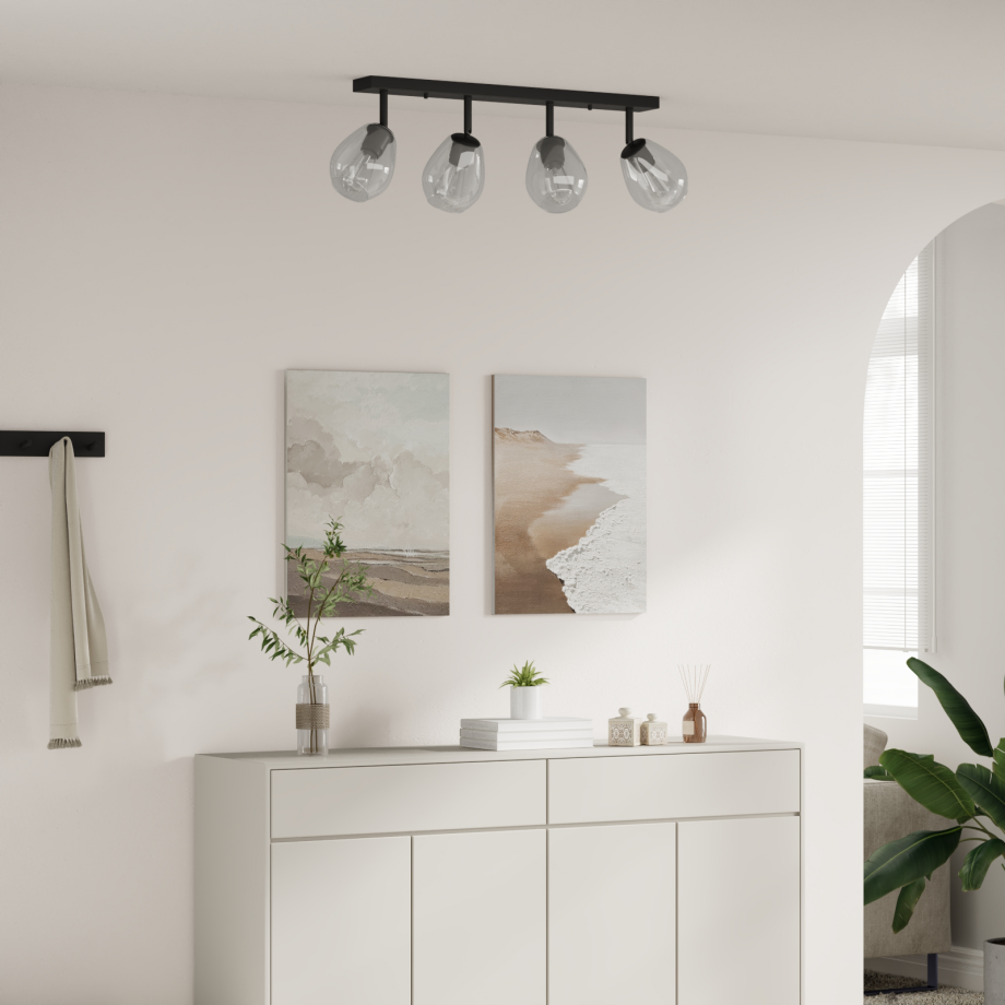 vidaXL Plafondlamp met verstelbare glazen lampenkap E27 antraciet afbeelding 1