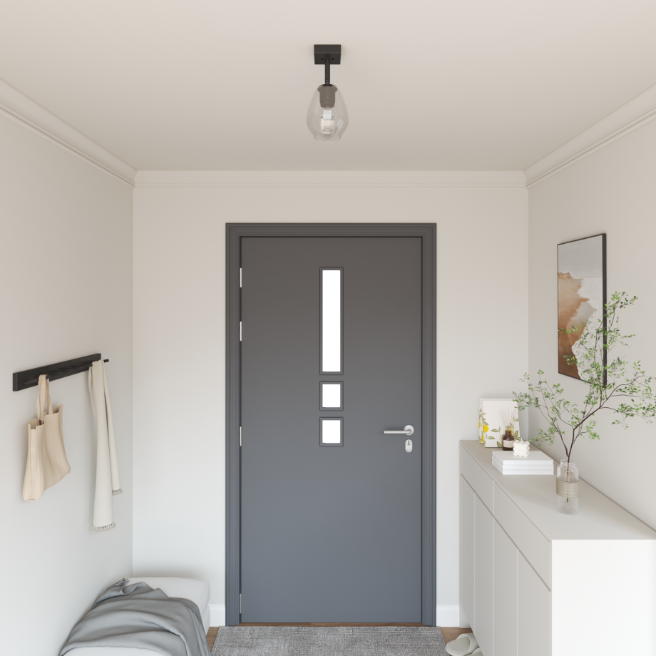 vidaXL Plafondlamp met verstelbare glazen lampenkap E27 antraciet afbeelding 1