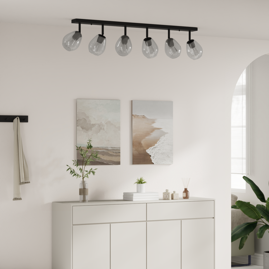 vidaXL Plafondlamp met verstelbare glazen lampenkap E27 antraciet afbeelding 1