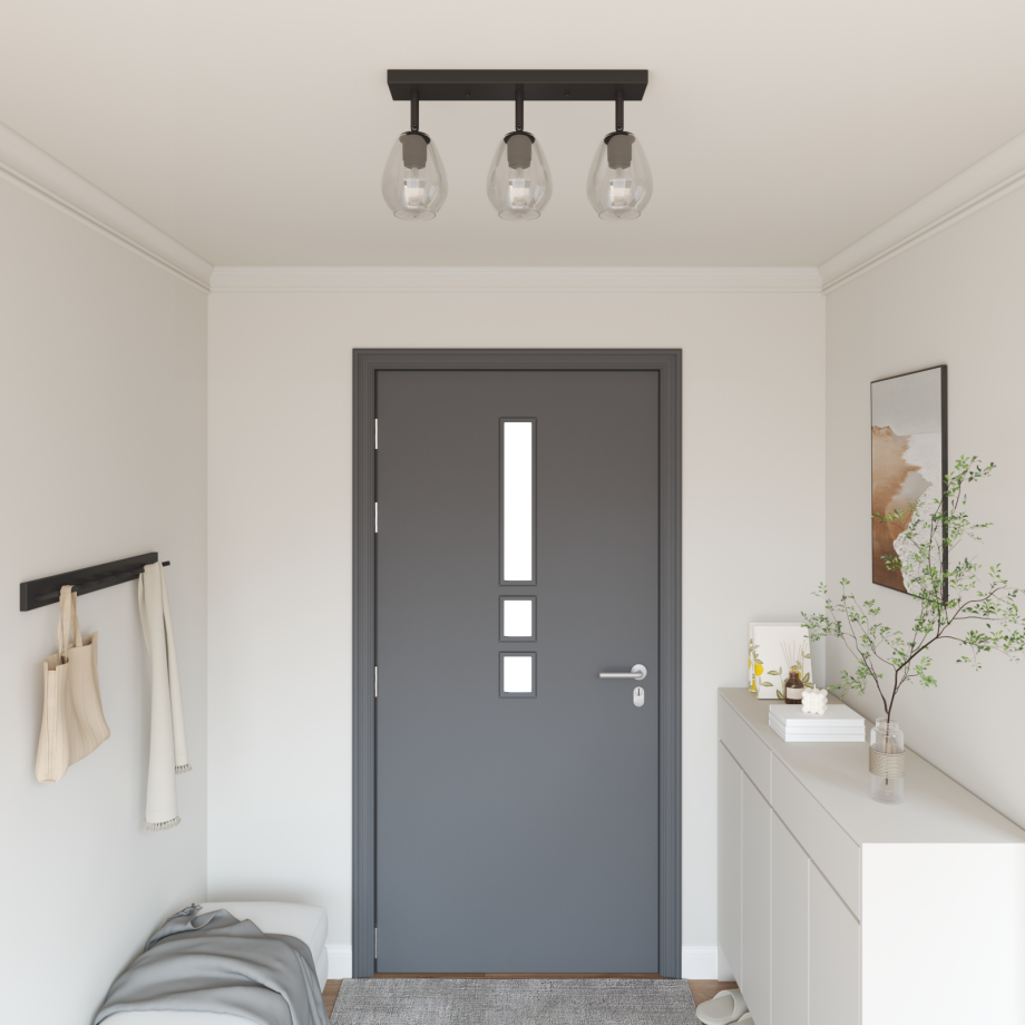 vidaXL Plafondlamp met verstelbare glazen lampenkap E27 antraciet afbeelding 1