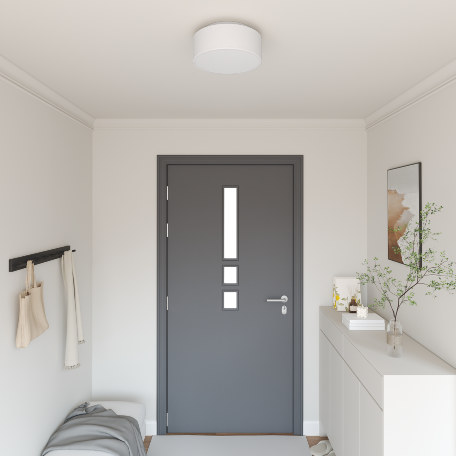 vidaXL Plafondlamp vlakke montage Ø 30 cm E27 stof wit vidaXL Plafondlamp vlakke montage Ø 30 cm E27 stof wit afbeelding 1