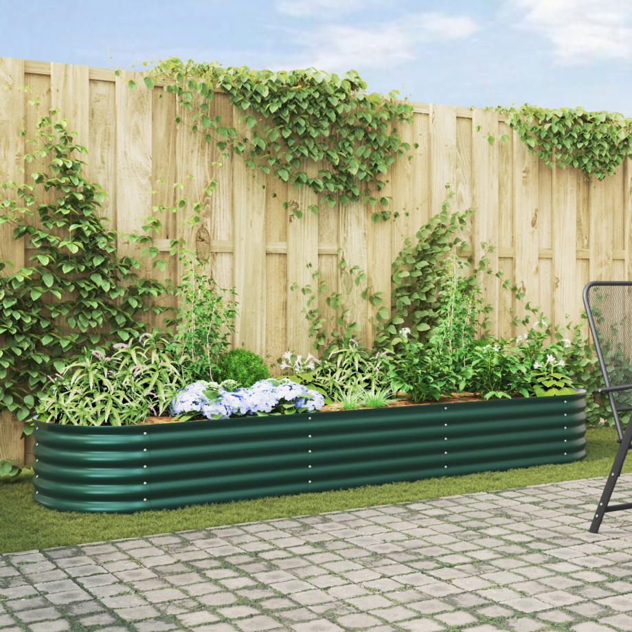 vidaXL Plantenbak verhoogd 320x80x44 cm gegalvaniseerd staal groen afbeelding 1
