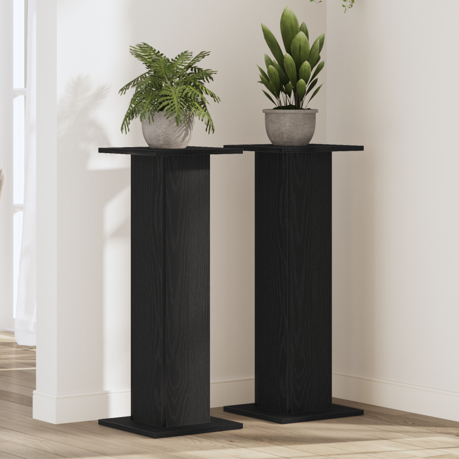 vidaXL Plantenstandaards 2 st 30x30x80 cm bewerkt hout zwart eiken afbeelding 1