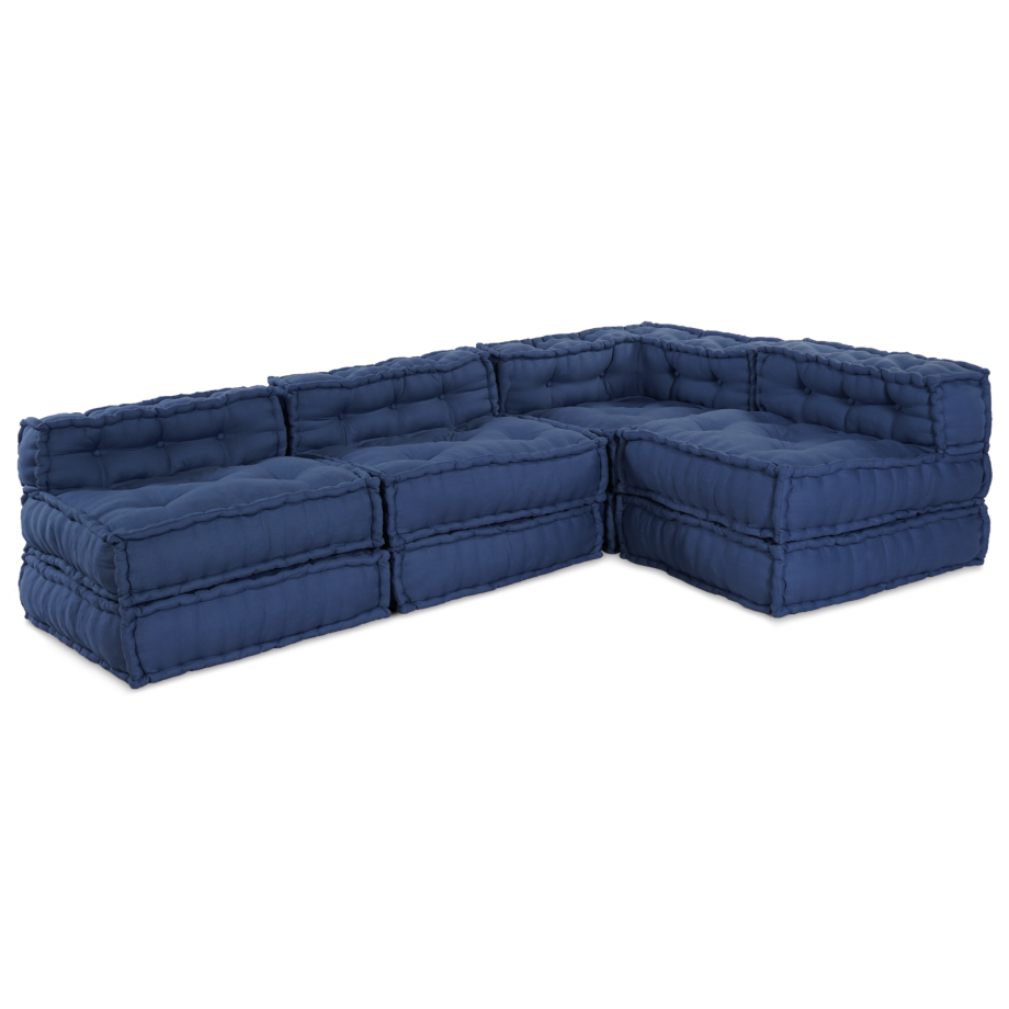 vidaXL Poef 4 st modulair stof indigo afbeelding 1