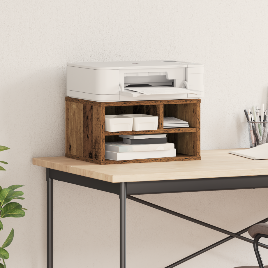 vidaXL Printerstandaard 40x32x22,5 cm bewerkt hout oud houtkleurig vidaXL Printerstandaard 40x32x22,5 cm bewerkt hout oud houtkleurig afbeelding 1