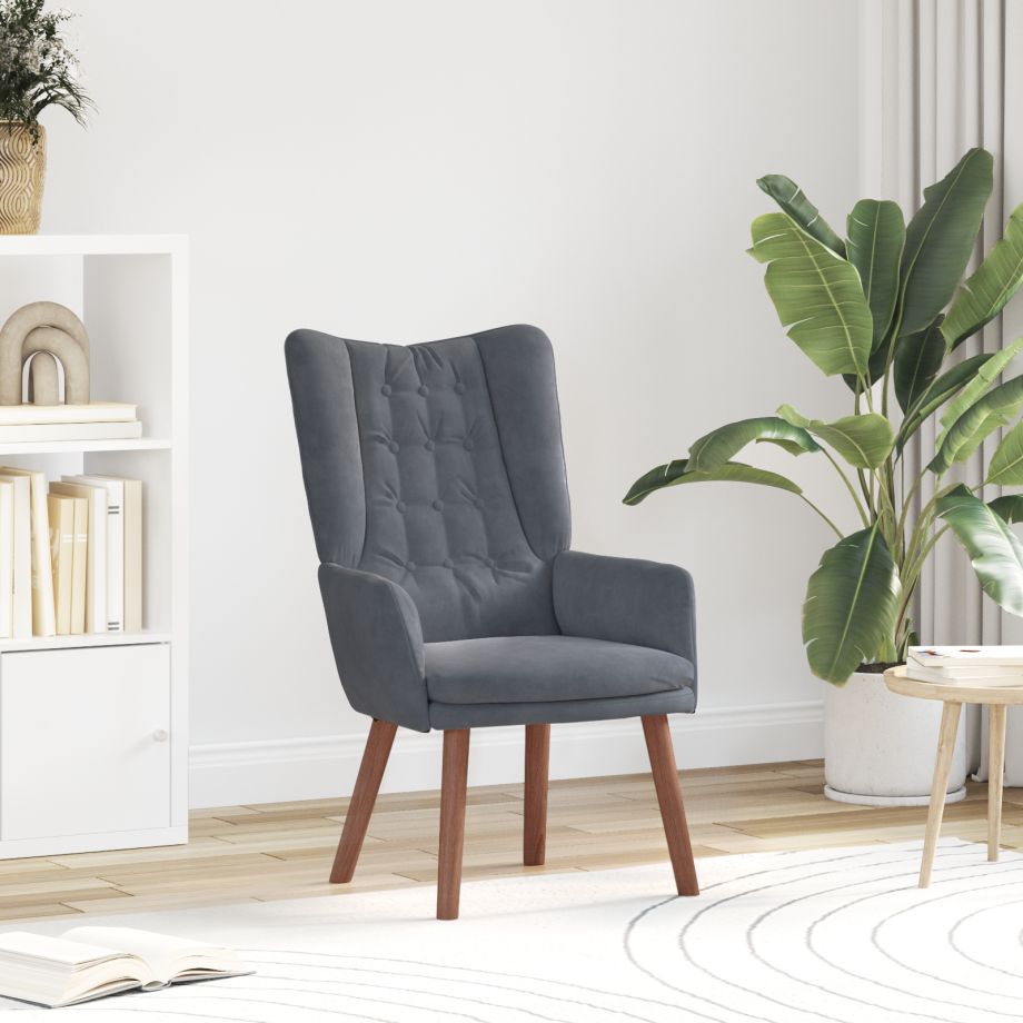 vidaXL Relaxstoel fluweel donkergrijs vidaXL Relaxstoel fluweel donkergrijs afbeelding 1