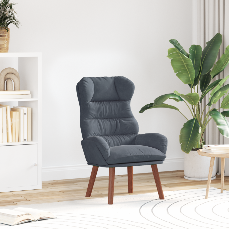 vidaXL Fauteuil Donkergrijs 69 x 74 x 93 cm Fluweel afbeelding 1