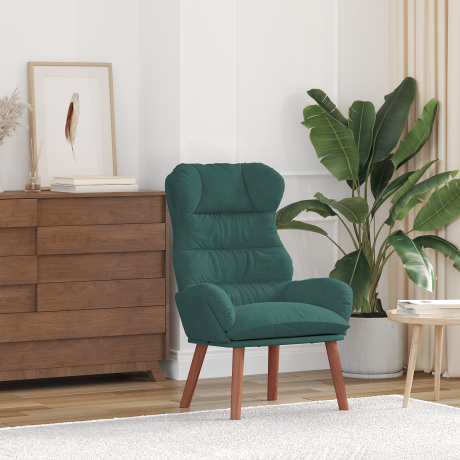 vidaXL Relaxstoel fluweel donkergroen vidaXL Relaxstoel fluweel donkergroen afbeelding 1