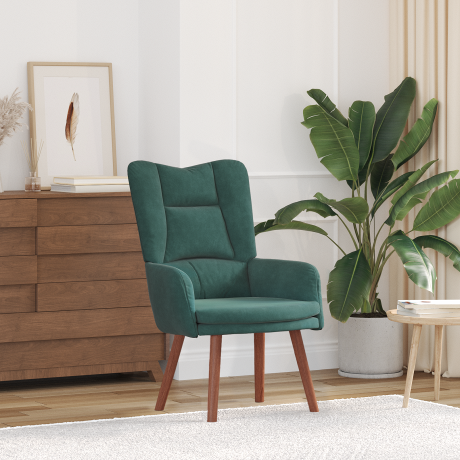 vidaXL Relaxstoel fluweel donkergroen vidaXL Relaxstoel fluweel donkergroen afbeelding 1
