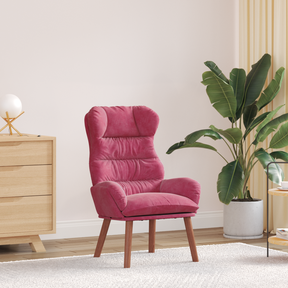 vidaXL Relaxstoel fluweel wijnrood vidaXL Relaxstoel fluweel wijnrood afbeelding 1
