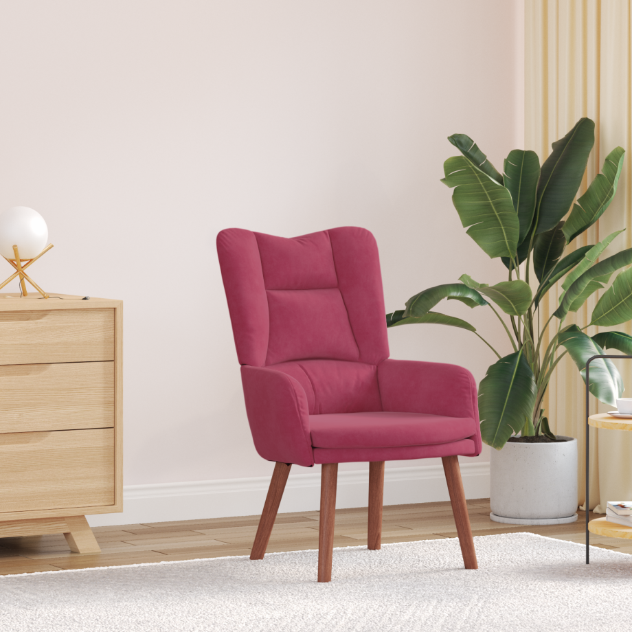 vidaXL Relaxstoel fluweel wijnrood vidaXL Relaxstoel fluweel wijnrood afbeelding 1