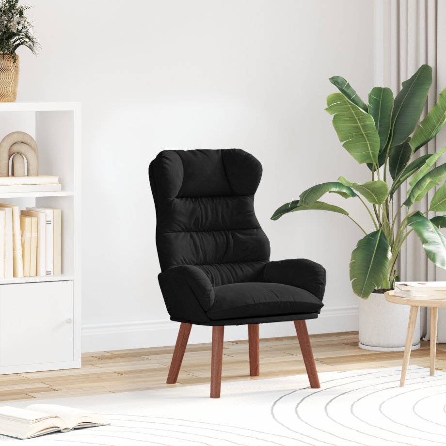 vidaXL Relaxstoel fluweel zwart vidaXL Relaxstoel fluweel zwart afbeelding 1