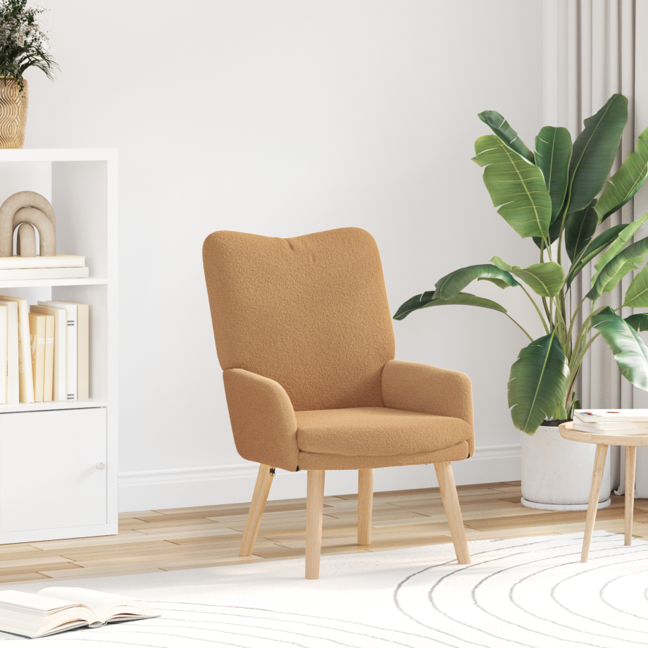 vidaXL Relaxstoel krullende wolachtige stof beige vidaXL Relaxstoel krullende wolachtige stof beige afbeelding 1