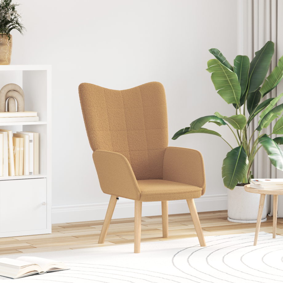 vidaXL Relaxstoel krullende wolachtige stof beige vidaXL Relaxstoel krullende wolachtige stof beige afbeelding 1