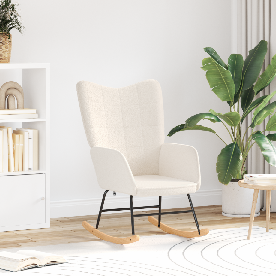 vidaXL Relaxstoel krullende wolachtige stof crèmekleurig vidaXL Relaxstoel krullende wolachtige stof crèmekleurig afbeelding 1