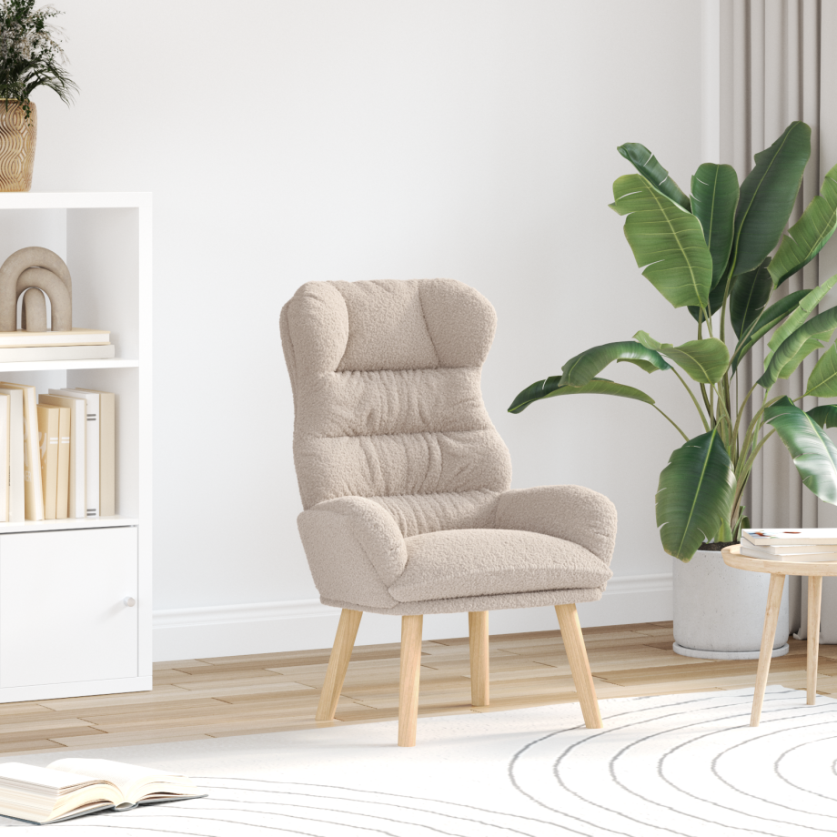 vidaXL Relaxstoel krullende wolachtige stof lichtgrijs vidaXL Relaxstoel krullende wolachtige stof lichtgrijs afbeelding 1