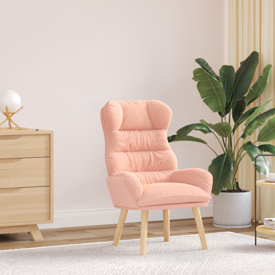 vidaXL Relaxstoel krullende wolachtige stof roze vidaXL Relaxstoel krullende wolachtige stof roze afbeelding 1