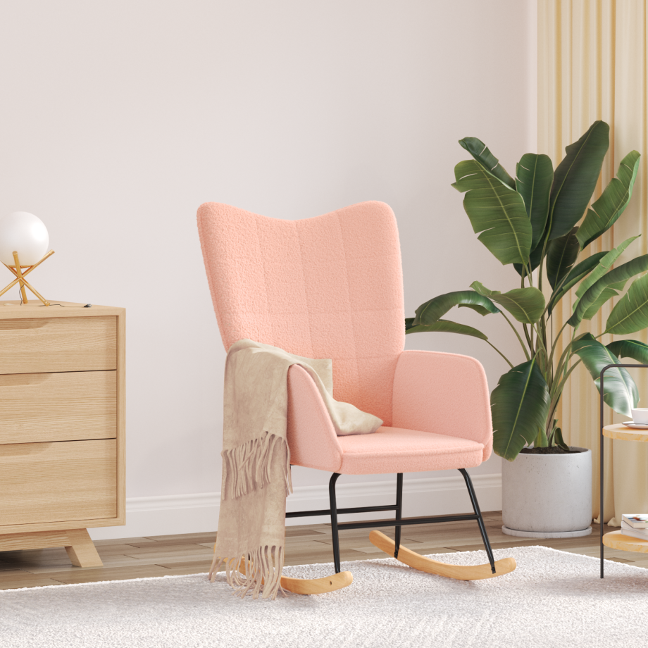 vidaXL Relaxstoel krullende wolachtige stof roze vidaXL Relaxstoel krullende wolachtige stof roze afbeelding 1
