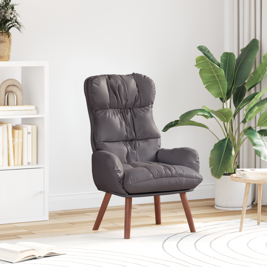 vidaXL Relaxstoel kunstleer grijs vidaXL Relaxstoel kunstleer grijs afbeelding 1