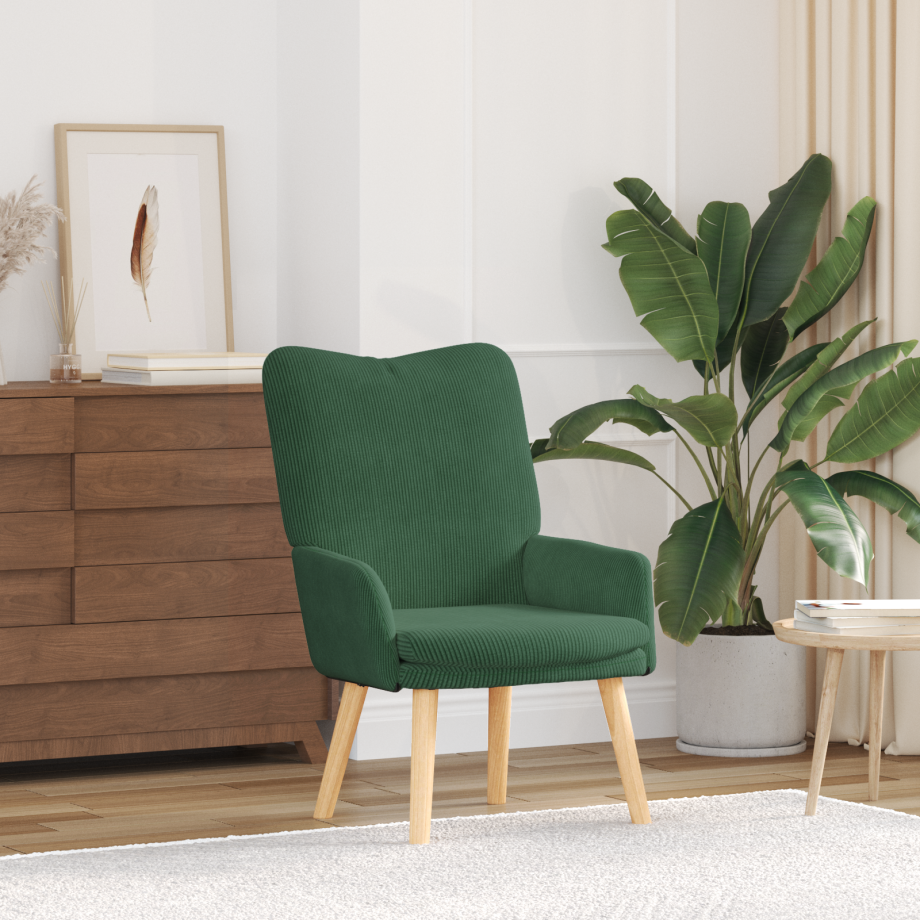 vidaXL Relaxstoel ribfluweel jungle groen vidaXL Relaxstoel ribfluweel jungle groen afbeelding 1