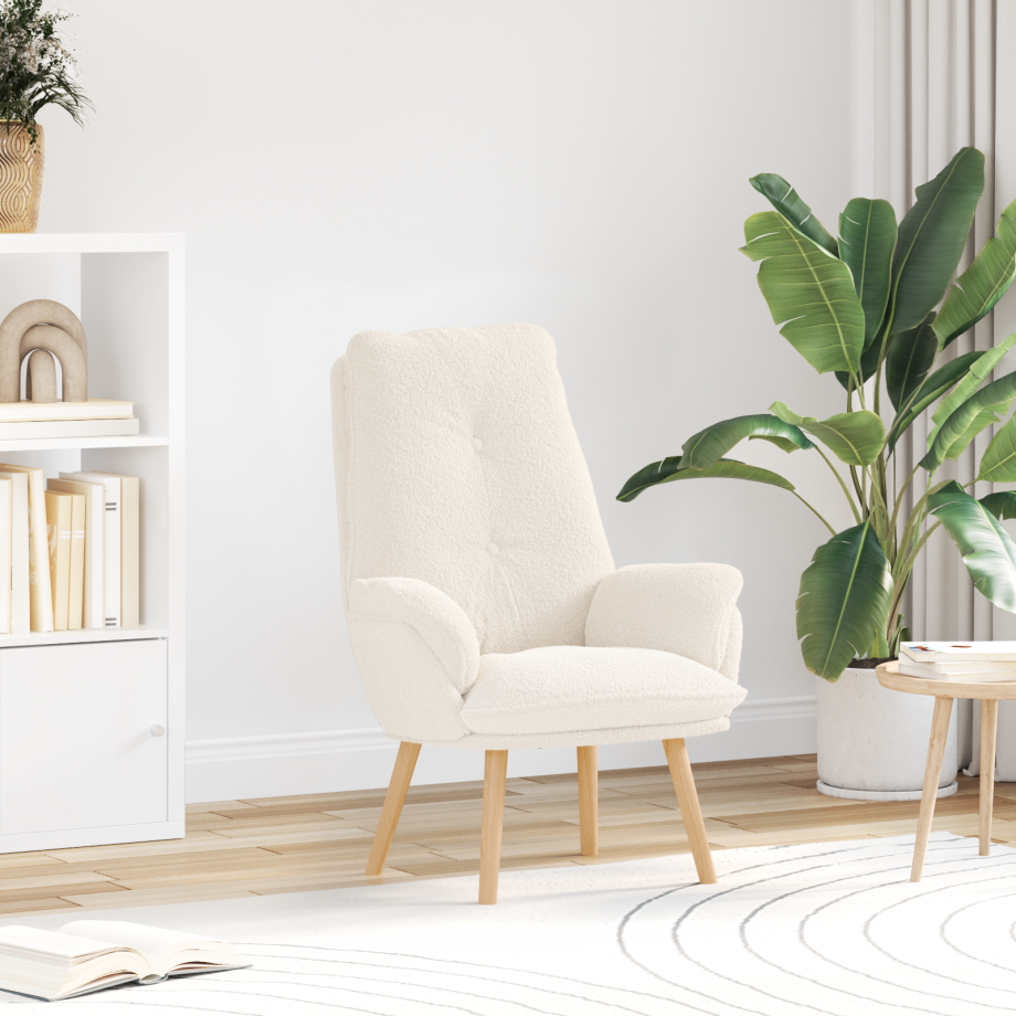 vidaXL Relaxstoeltje Crème Kleurige Pluche Stof afbeelding 1