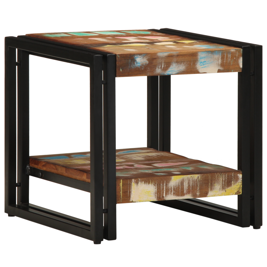 vidaXL Salontafel 40x50x38 cm massief gerecycled hout meerkleurig afbeelding 1