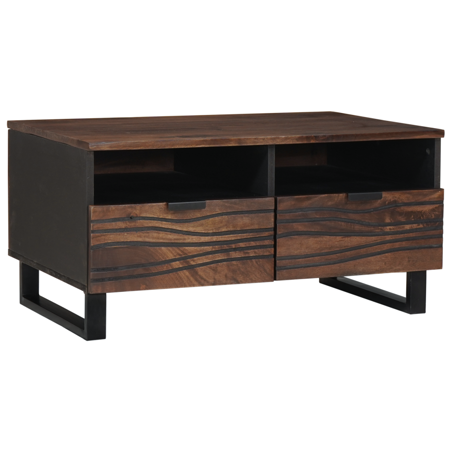 vidaXL Salontafel Walnotenhout 80 x 54 x 40 cm Bewerkt hout afbeelding 1