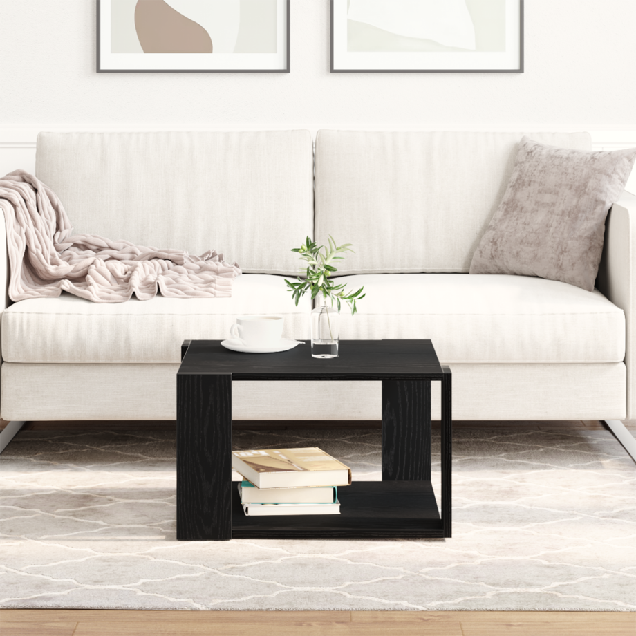 vidaXL Salontafel Zwart Eiken 85 x 55 x 31 cm vidaXL Salontafel Zwart Eiken 85 x 55 x 31 cm afbeelding 1