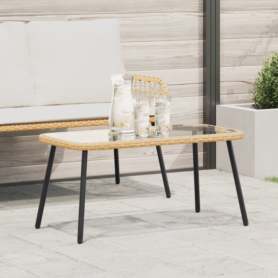 vidaXL Salontafel 90x45x42 cm poly rattan naturel afbeelding 1