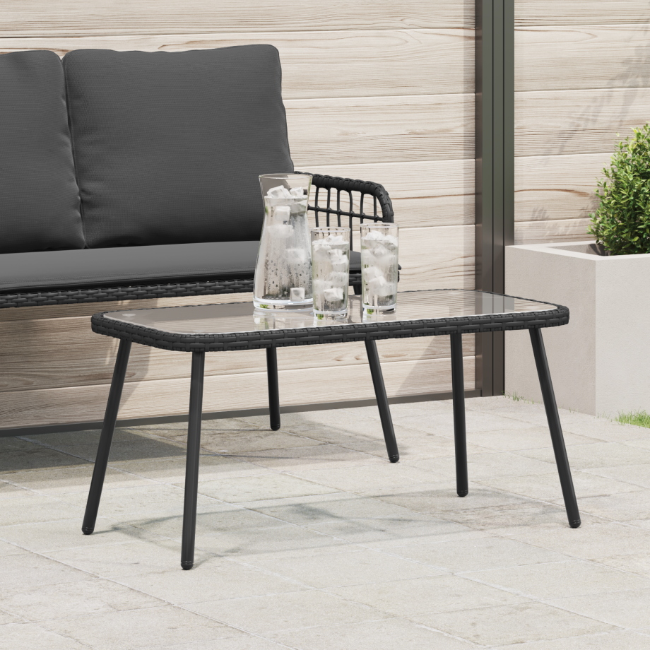 vidaXL Salontafel 90x45x42 cm poly rattan zwart afbeelding 1