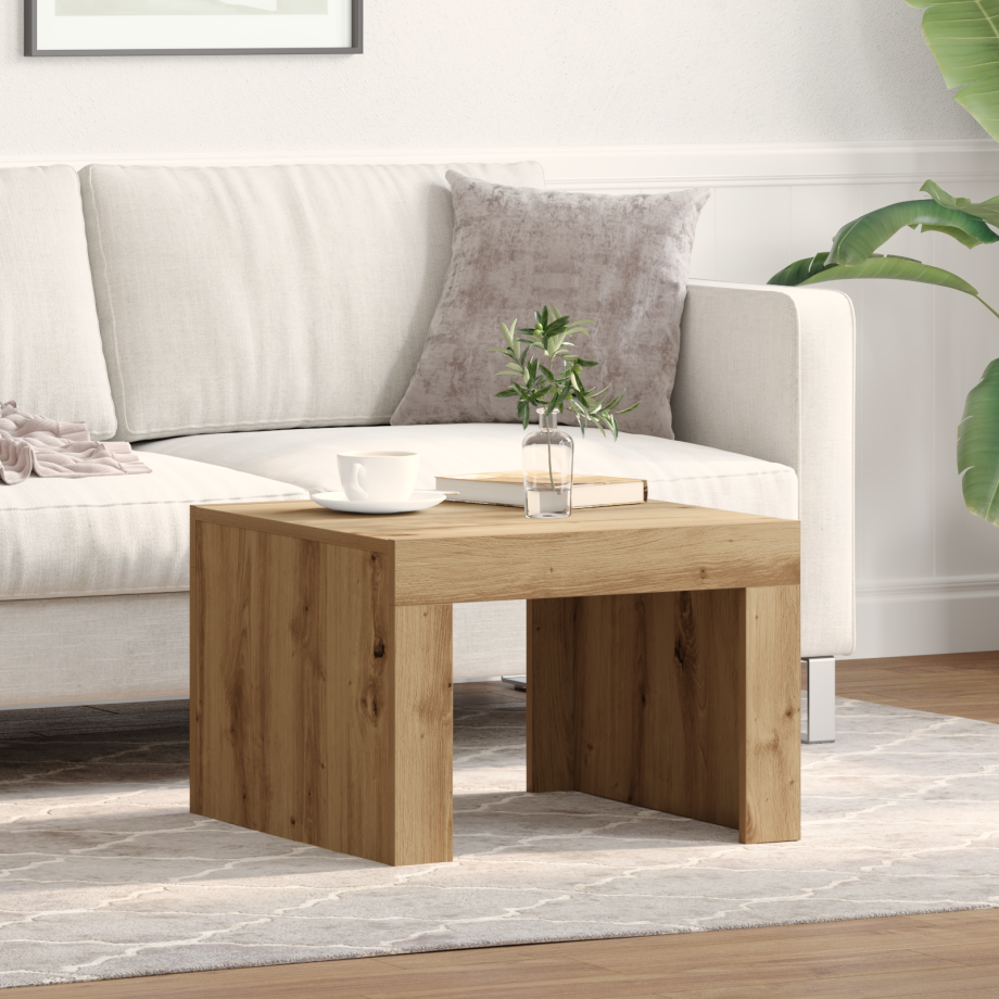 vidaXL Salontafel Artisan Eiken 50 x 50 x 35 cm Bewerkt hout afbeelding 1