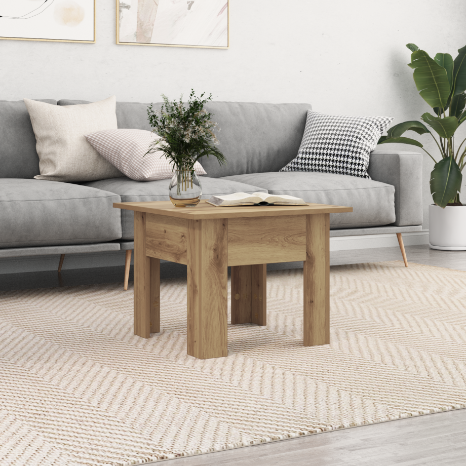 vidaXL Salontafel Artisan Eiken 55 x 55 x 42 cm Bewerkt hout afbeelding 1