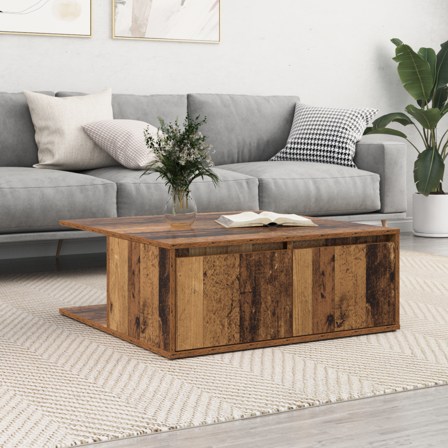 vidaXL Salontafel met lade Oud hout 80 x 80 x 31 cm Bewerkt hout vidaXL Salontafel met lade Oud hout 80 x 80 x 31 cm Bewerkt hout afbeelding 1
