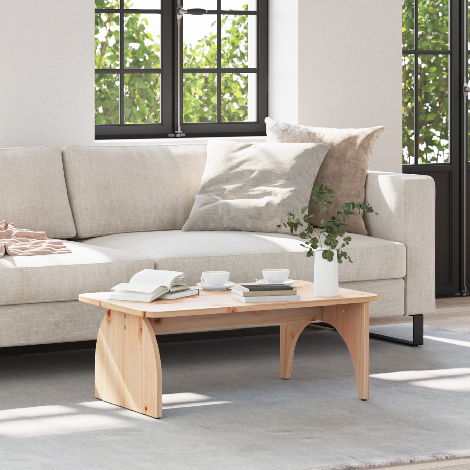 vidaXL Salontafel Naturel 80 x 50 x 31 cm Massief grenenhout vidaXL Salontafel Naturel 80 x 50 x 31 cm Massief grenenhout afbeelding 1