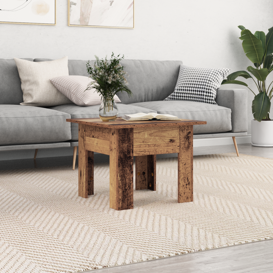 vidaXL Salontafel Oudhout 55 x 55 x 42 cm Bewerkt hout afbeelding 1