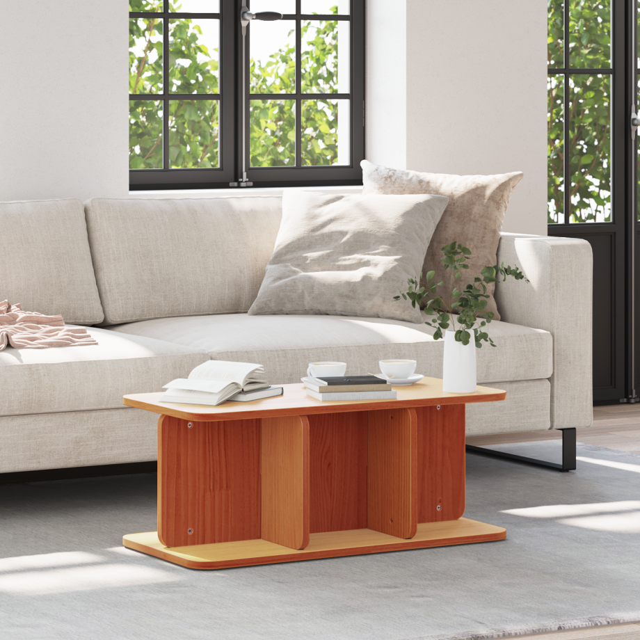 vidaXL Salontafel Wasbruin 80 x 39,5 x 33,5 cm Massief grenenhout afbeelding 1
