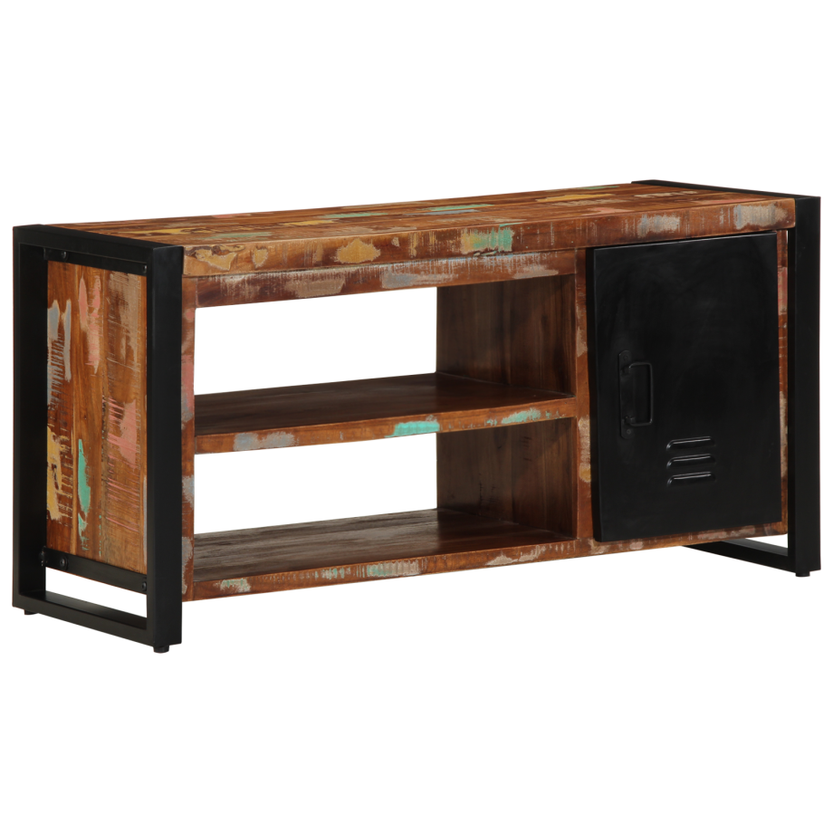 vidaXL Schoenenbank Multikleur 100x40x50 cm Massief Hout Gerecycled vidaXL Schoenenbank Multikleur 100x40x50 cm Massief Hout Gerecycled afbeelding 1