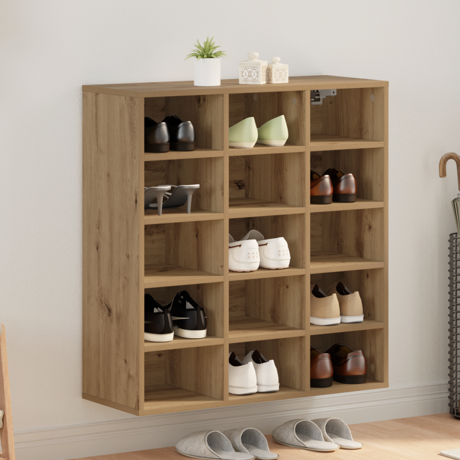 vidaXL Schoenenkast Artisan Eiken 77,5 x 30 x 83,5 cm Bewerkt hout afbeelding 1